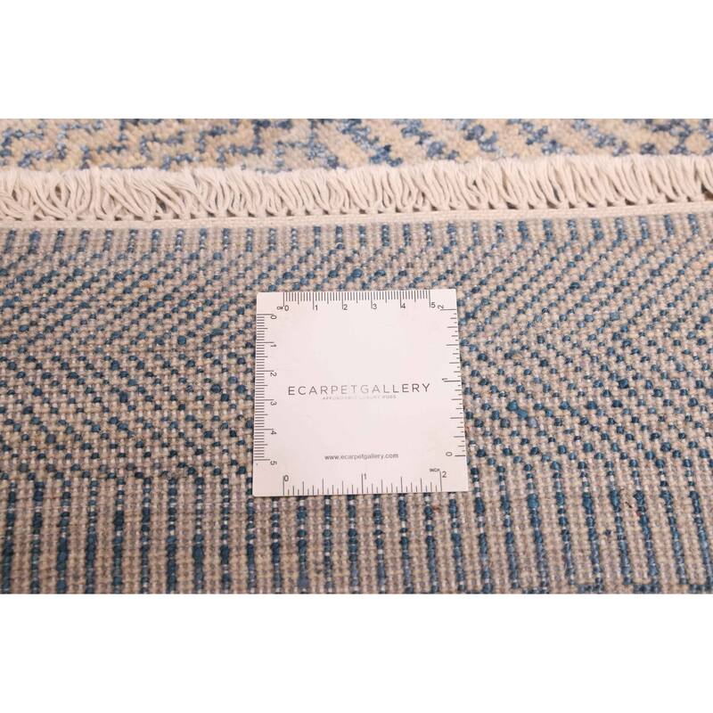 ECARPETGALLERY Hand-knotted Finest Silk Shadow Navy, Taupe Silk, Wool Rug - 8'2 x 10'3