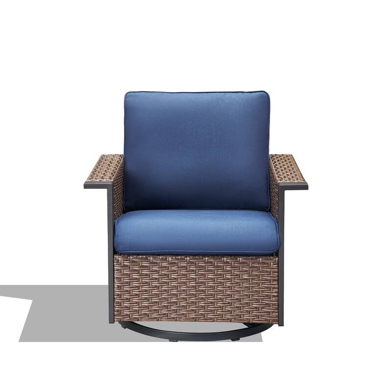 Pocassy Outdoor Wicker Sofa Glider Chair with Ottoman Set