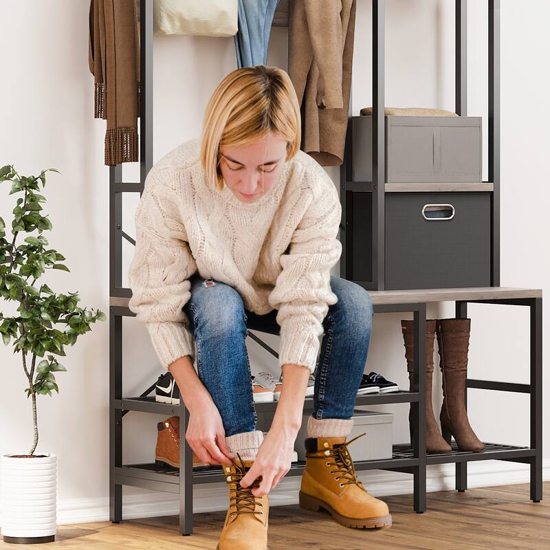 Futzca Hall Tree with Bench Shoe Storage