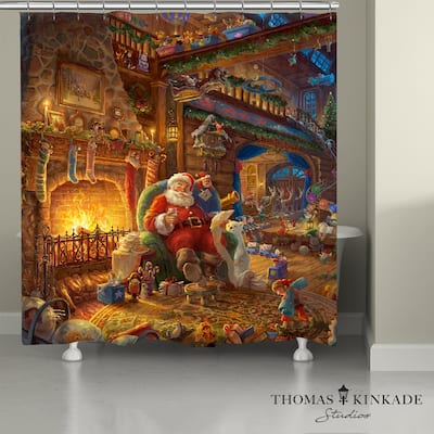 Thomas Kinkade Santa's Workshop Shower Curtain by Laural Home