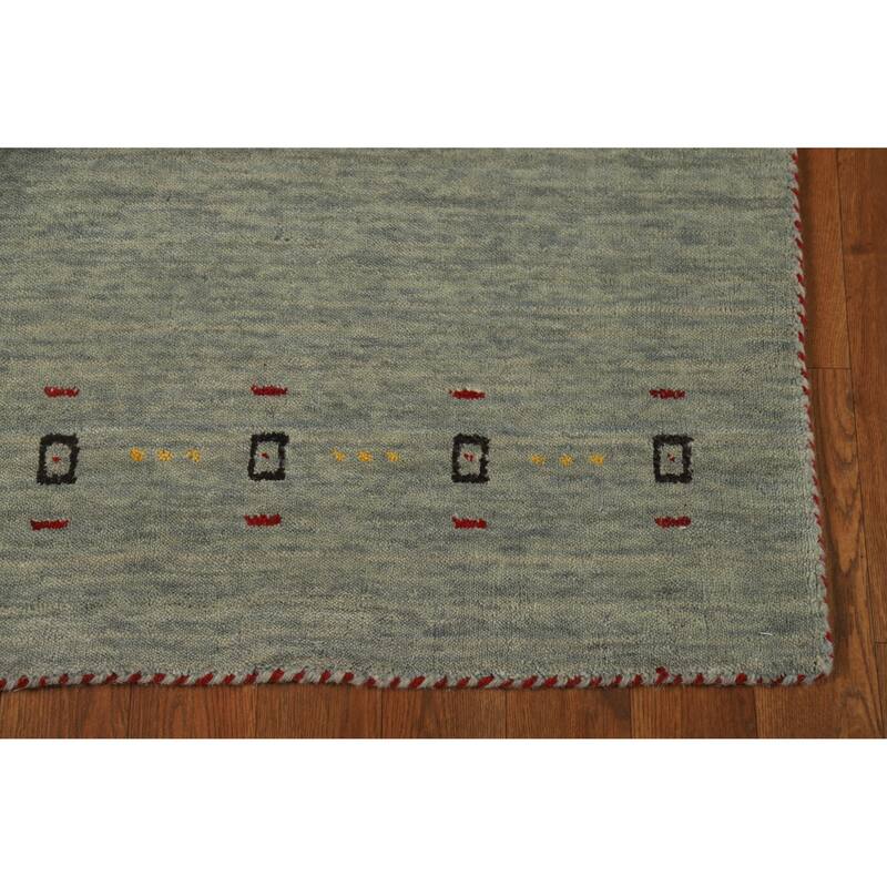 Hand Knotted Oriental 100% Wool Carpet Tribal Animal Pictorial Green Gabbeh Area Rug - 4' 11'' X 3' 0''