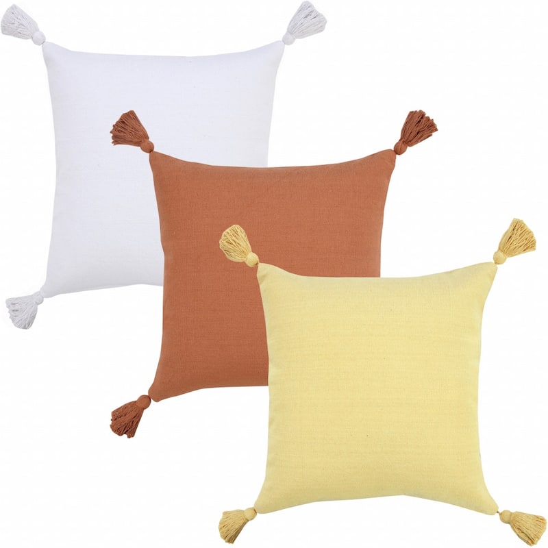 HomeRoots 20" X 20" White 100% Cotton Zippered Pillow