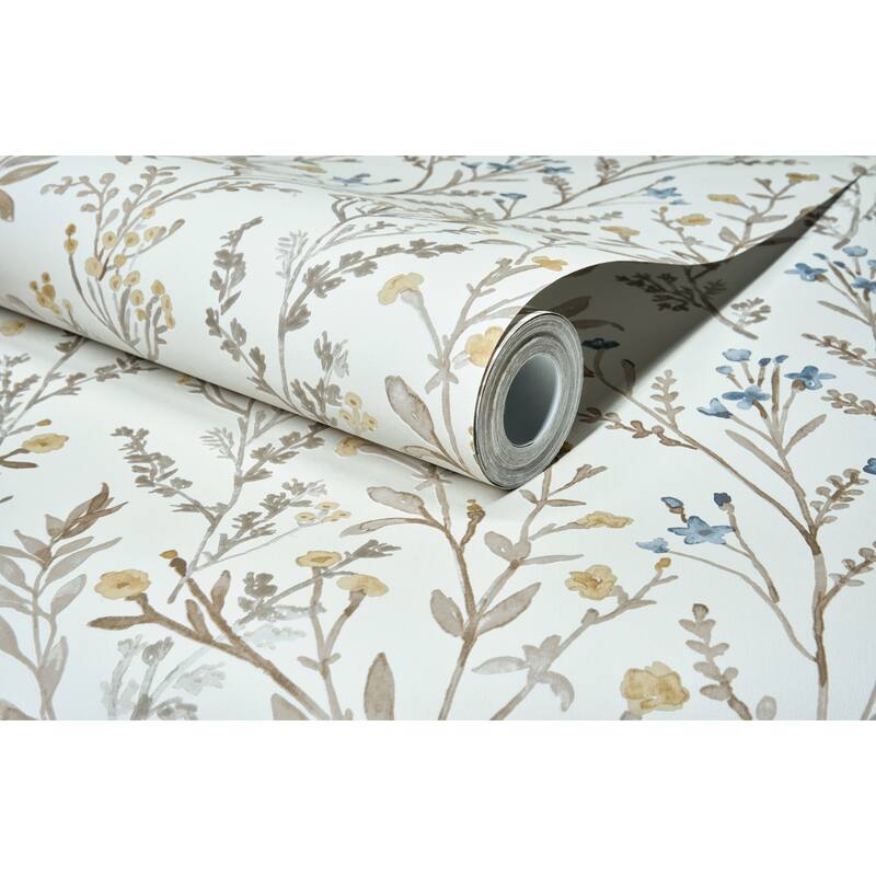 Chesapeake Laverne Neutral Wildflowers Wallpaper