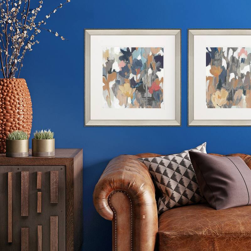 Corner Flower Stand I Framed Art Giclee Under Glass - Blue