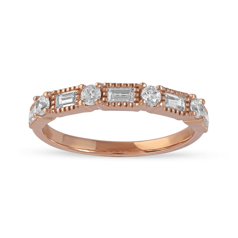 1/2ct TDW Vintage Inspired Diamond Wedding Band in 14k Gold for Women - 7.5 - Rose