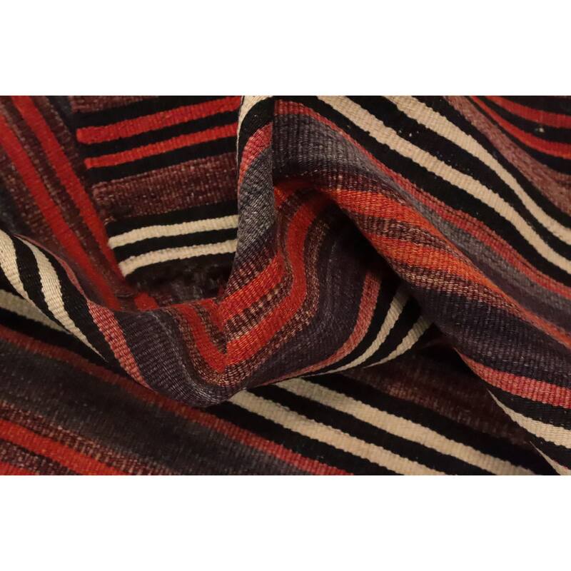 Hand Woven Oriental 100% Wool Carpet Southwestern Geometric Multi-Colored Kilim Area Rug - 8' 10'' X 4' 6''