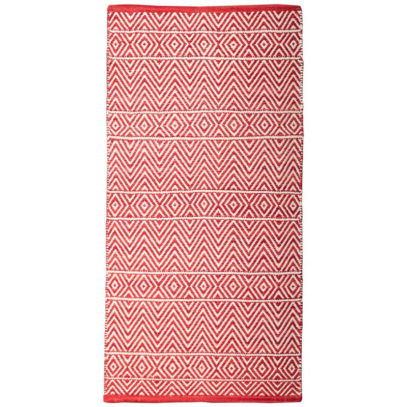 Fabstyles Herringbone Flatweave Cotton Area Rag Rug for Living Room - 22x72 - Red