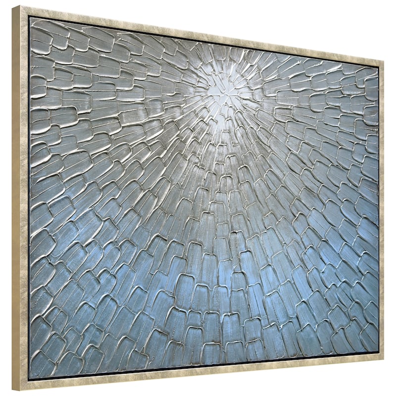 Silver Ice Textured Metallic Hand Painted Framed Canvas Wall Art, Set and Single