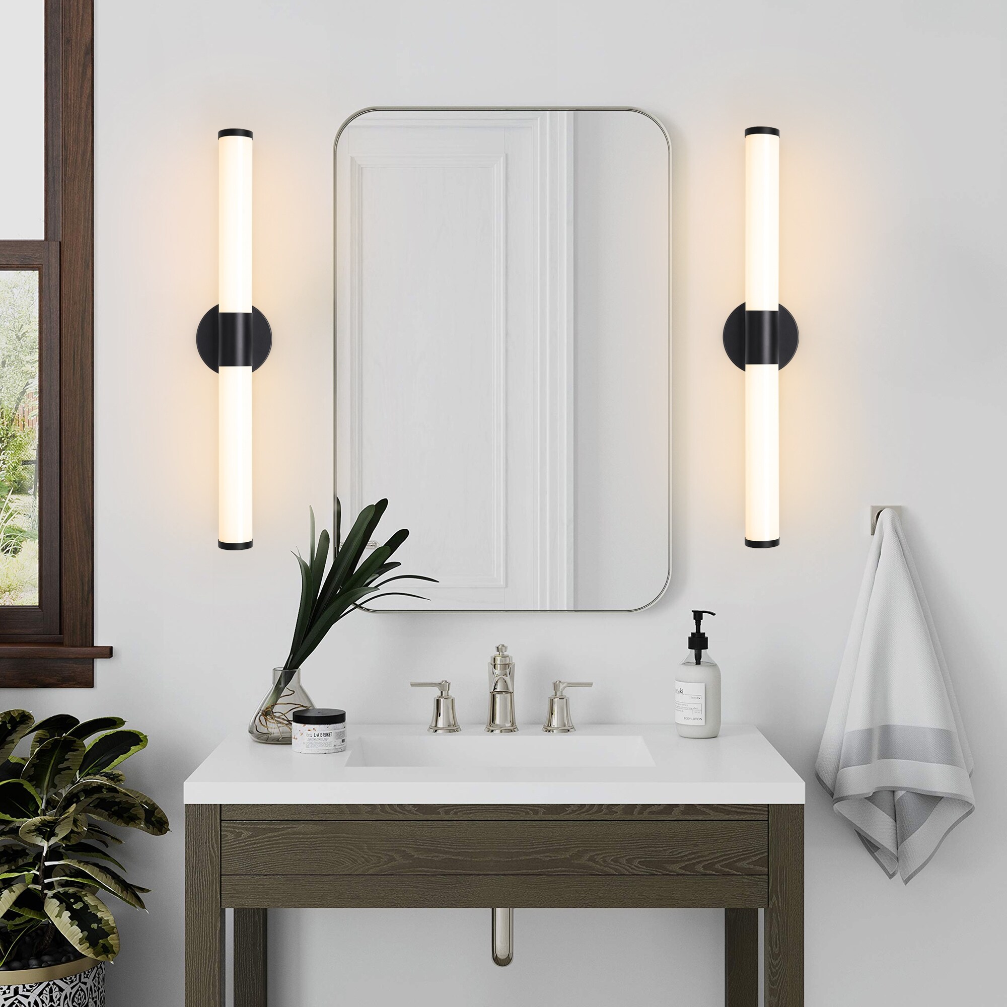 5-Light Clear Acylic Vanity Wall Light for Bathroom in Gold