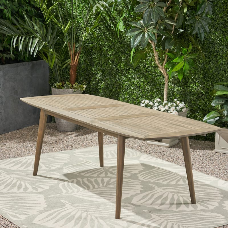 Roomfitters Outdoor Acacia Wood Expandable Dining Table, Stylish and Durable Design for Patio and Garden Use, Gray