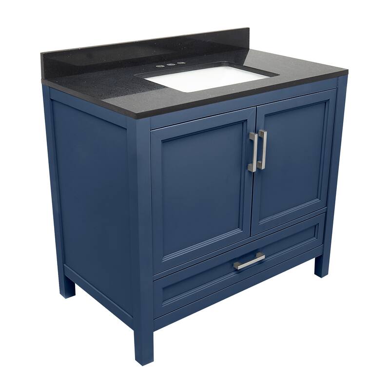 Nevado 37" Bathroom Vanity with Cultured Marble Vanity Top Sink in White with White Basin