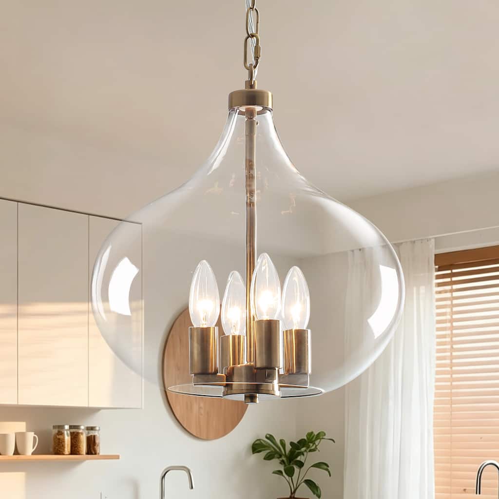 Zjvaive 4-Light 13.39" Modern Dimmable Dome Pendant Light with Clear Glass Shade for Dining Room Hallway
