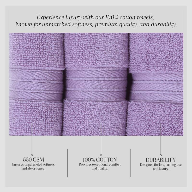 Home Weavers Elegance Essentials 550GSM Cotton Zero Twist Super Absorbent Bath Towel Set of 6