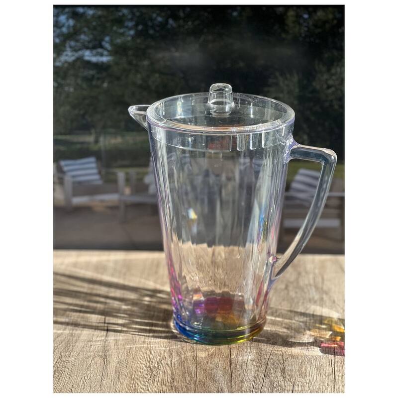 Water Pitcher with Lid, Rainbow Design Unbreakable Plastic Pitcher