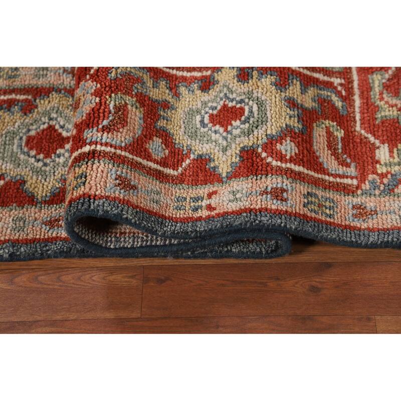 Blue & Orange Heriz Serapi Indian Area Rug Hand-Knotted Wool Carpet - 7'11"x 9'10"