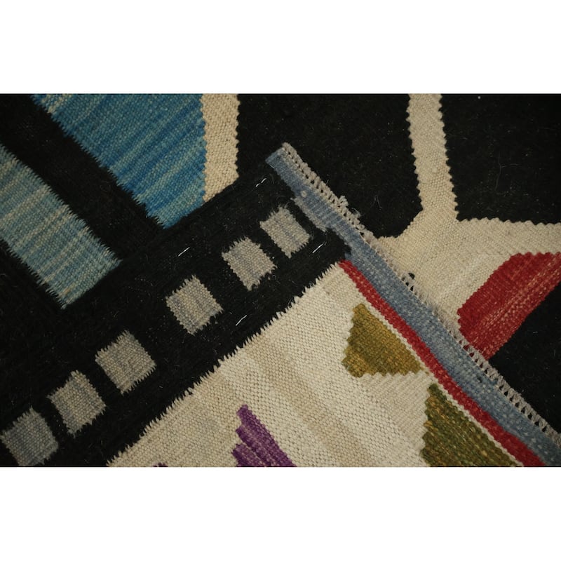 Hand Woven Oriental 100% Wool Carpet Southwestern Tribal Multi-Colored Kilim Area Rug - 11' 8'' X 8' 0''