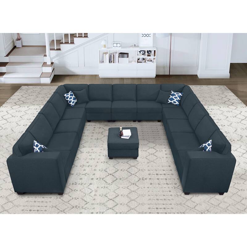 Flexible Combination Module Reversible Sectional Sofa with Ottoman - Charcoal