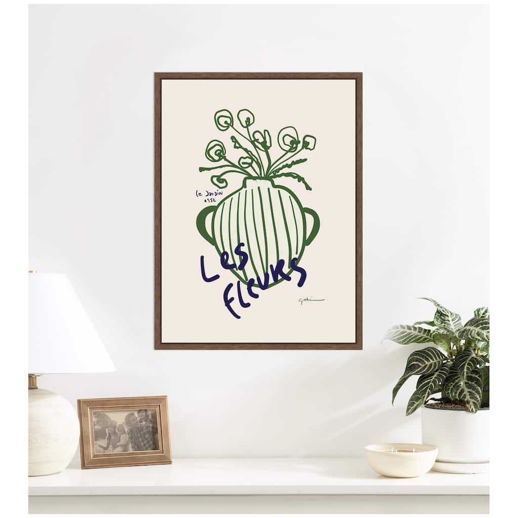 Kate and Laurel Le Jardin by Gabrielly Guedes Framed Canvas Wall Art Print
