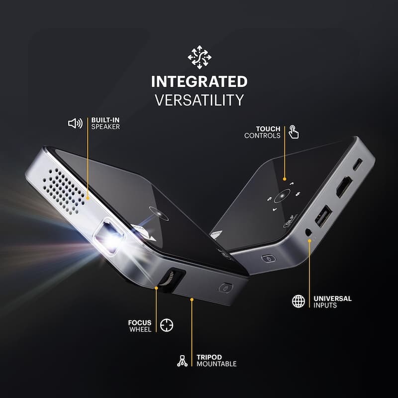 Kodak Luma 75 Ultra Mini DLP Pico Projector, 1080p Support - Black - Black