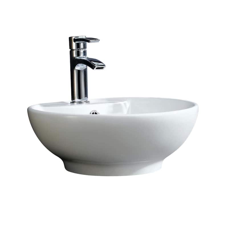 Fine Fixtures Ceramic 16.5-inch White Vessel Sink - 15"