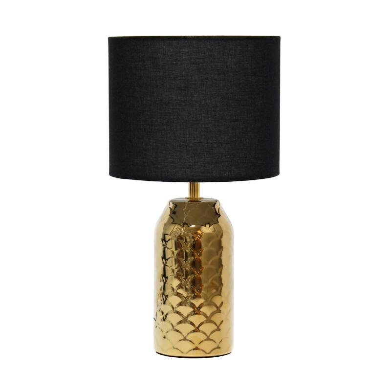 13.4 in. Gold Finish Table Lamp with Black Shade, Sturdy Table Lamp for Living Rooms and Bedrooms
