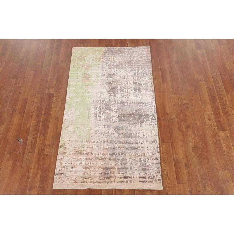 Contemporary Abstract Indian Foyer Rug Hand-Knotted Wool Carpet - 2'10"x 5'2"