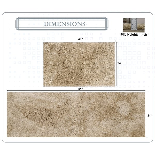 dimension image slide 8 of 28, Luxury Plush Bathroom Rug Set - Quick-Dry, Soft Microfiber, Non-Slip, Absorbent & Washable Bath Mats