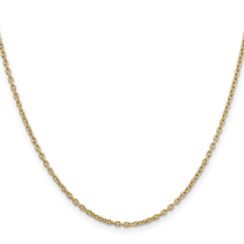 Curata 10k Yellow Gold 2mm Round Open Link Cable Chain Necklace (Lobster)