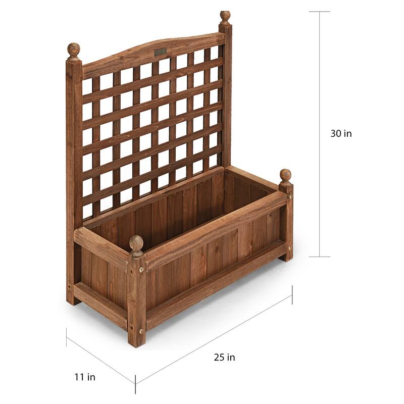 Outdoor Wooden Plant Box Flower Plant Growing Box Holder with Trellis