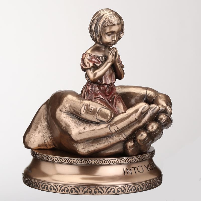 5.71 inches Height Cold Cast Bronze Little Girl Kneeling Prayer Into Bronze Finish Figurine