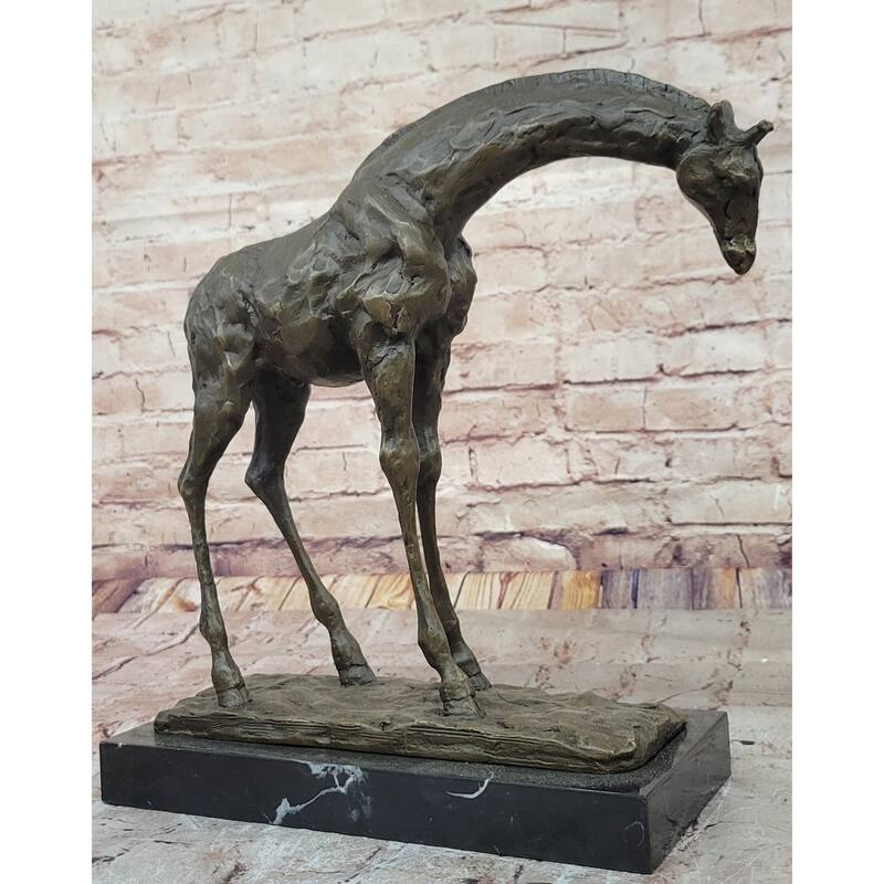 Milo Giraffe Bronze Sculpture – Graceful African-Inspired Art On Marble Base