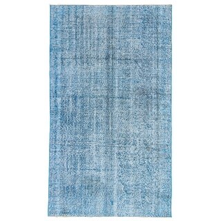 Small Blue Wool Rug ECARPETGALLERY Hand-knotted Color Transition Dark Baby Blue Wool Rug ...