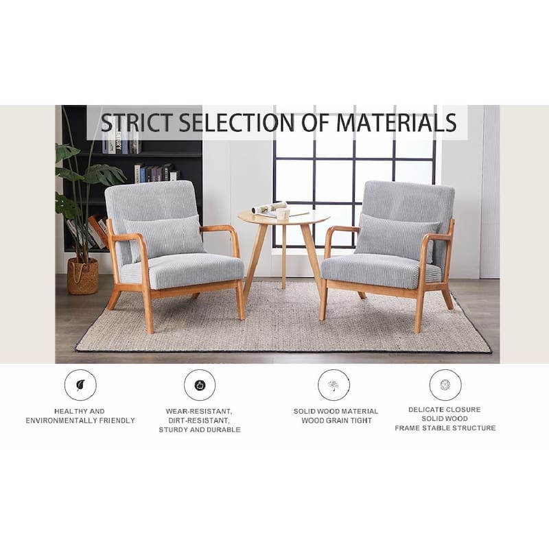Mid-Century Modern Accent Chair, Armchair Living Room Chairs with Pillow