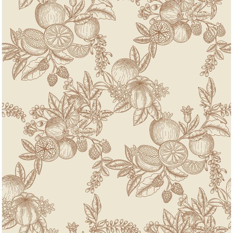 Chris Loves Julia x A-Street Prints Gerty Copper Fruit Toile Wallpaper