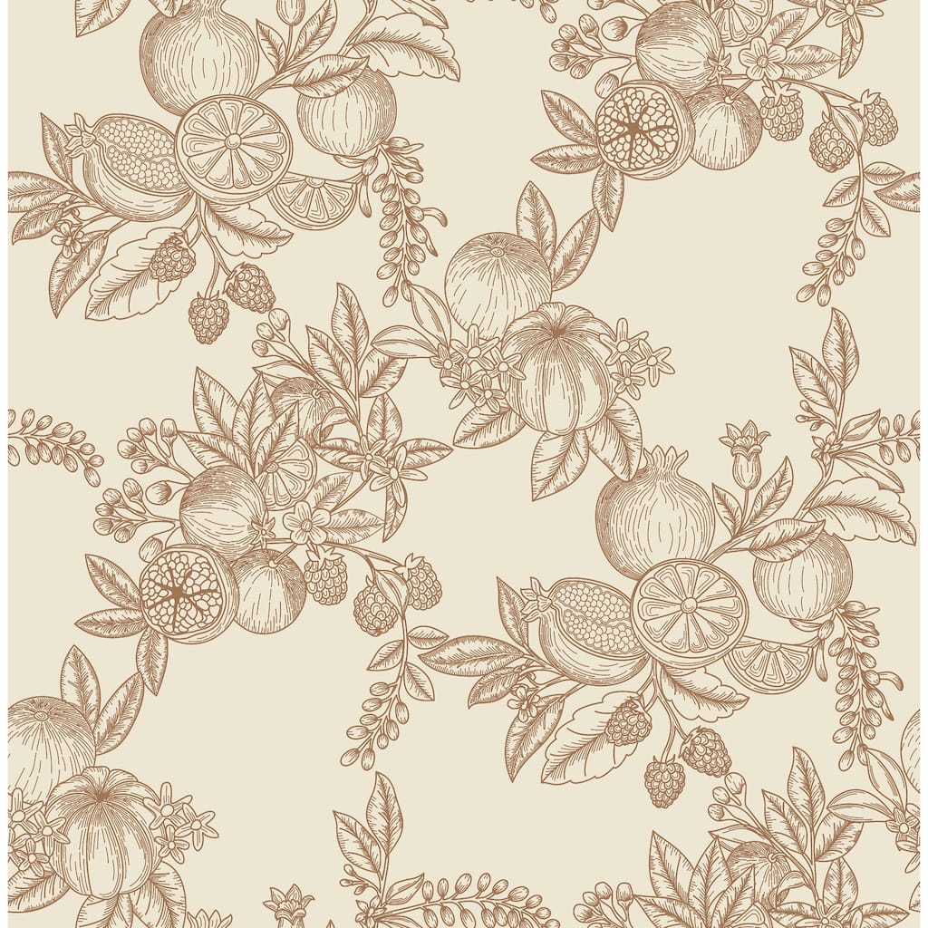Chris Loves Julia x A-Street Prints Gerty Copper Fruit Toile Wallpaper