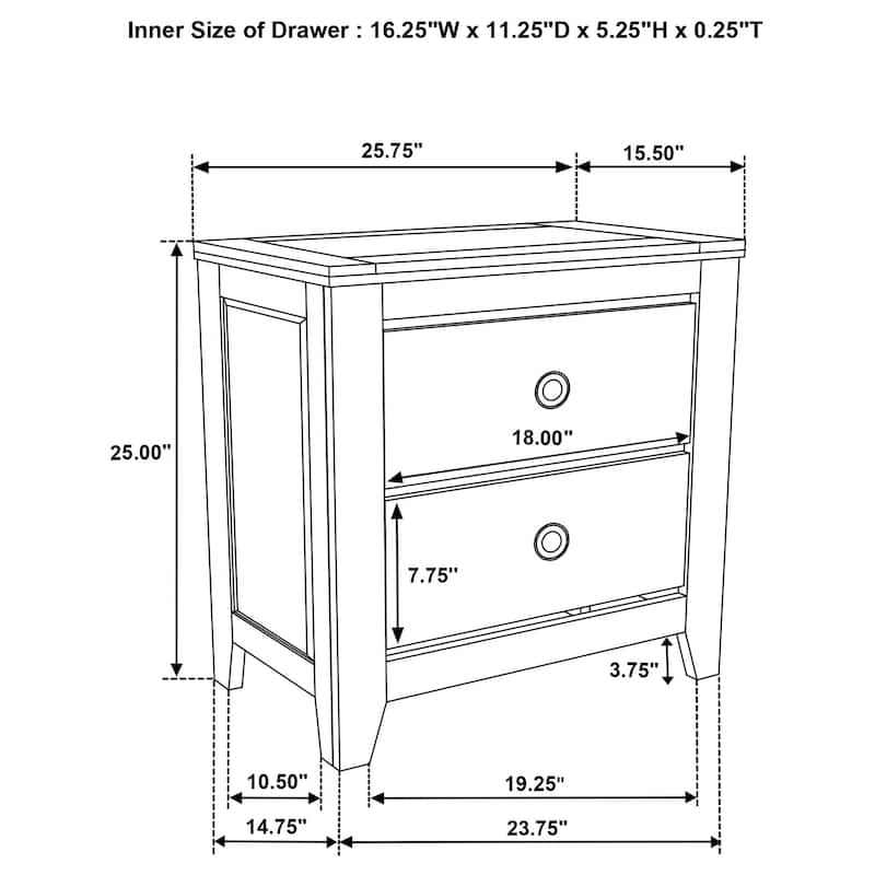 Hazlewood 2-drawer Nightstand Bedside Table Vineyard Oak