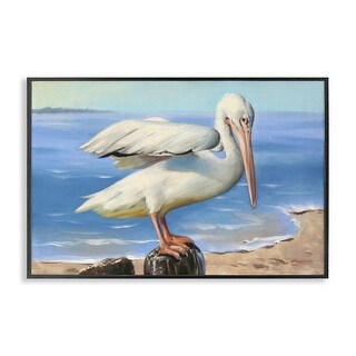 Stupell Beach Scene Pelican Framed Giclee Art Design By D. Rust - Bed ...