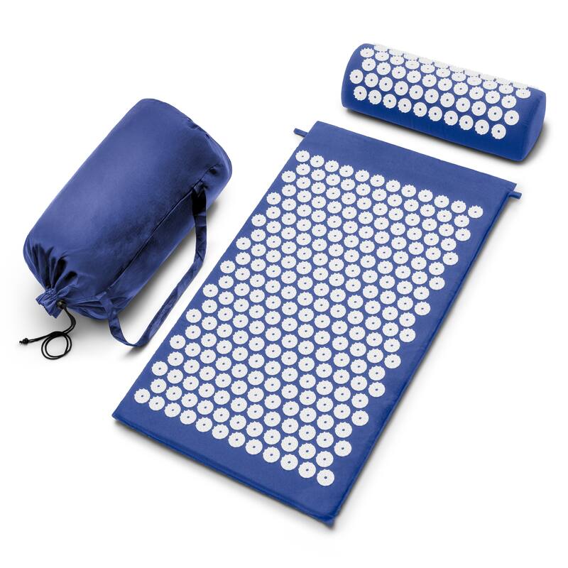 Sivan Health And Fitness Deluxe Acupressure Mat & Pillow Combo Set - Blue - with Bag