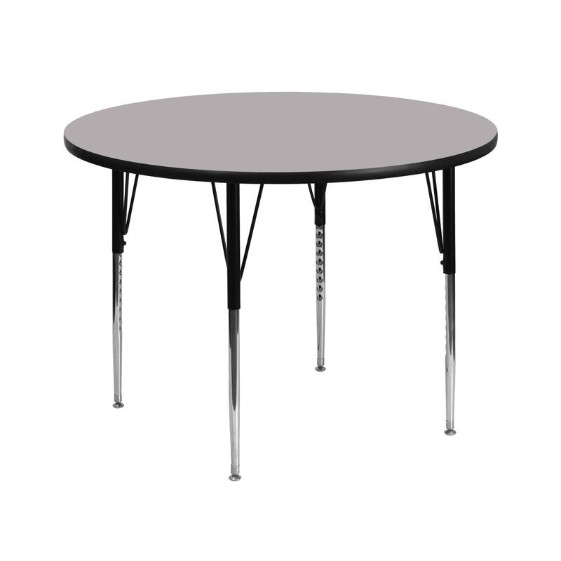 42'' Round Thermal Laminate Activity Table - Adjustable Legs - Gray