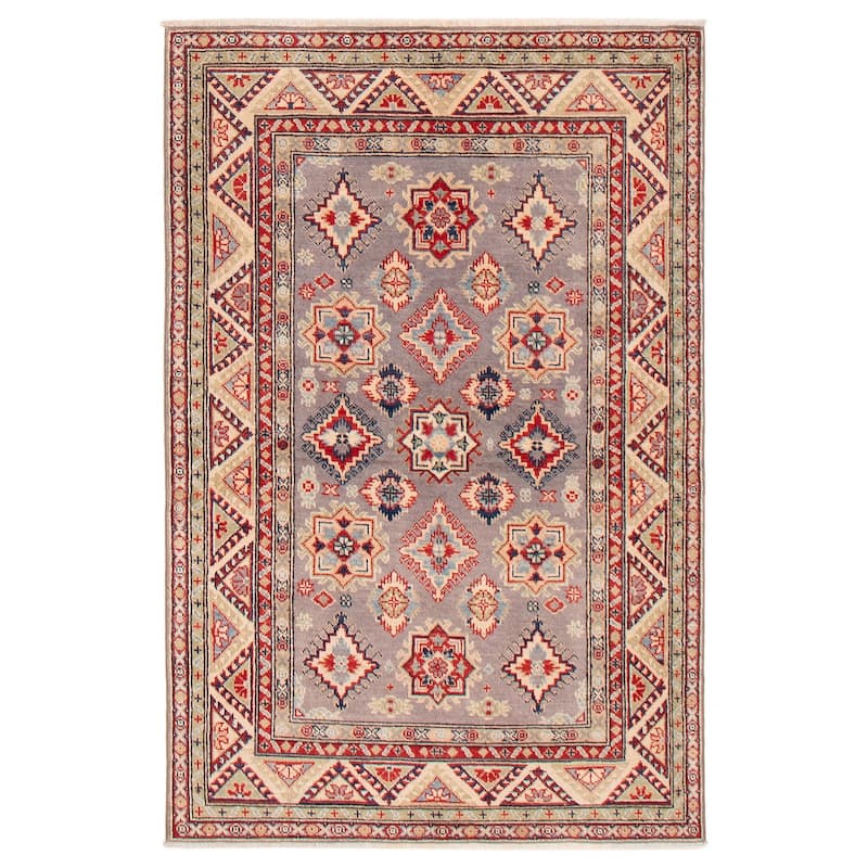 ECARPETGALLERY Hand-knotted Uzbek Ghazni Grey Wool Rug - 4'1 x 6'1 - Grey - 4'1 x 6'1