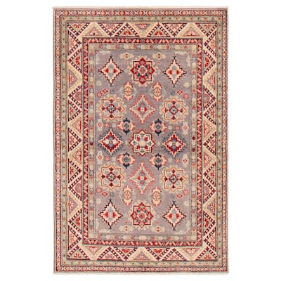 ECARPETGALLERY Hand-knotted Uzbek Ghazni Grey Wool Rug - 4'1 x 6'1