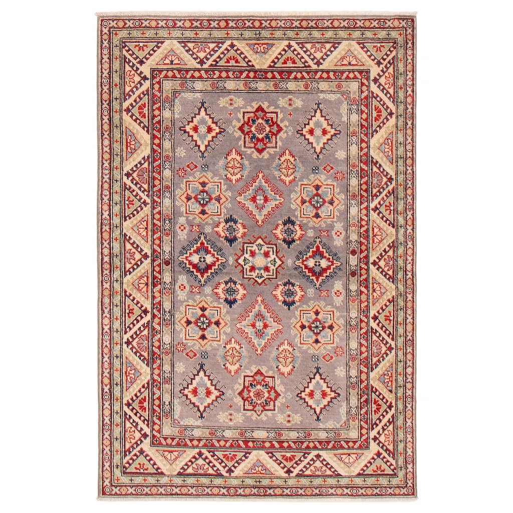 ECARPETGALLERY Hand-knotted Uzbek Ghazni Grey Wool Rug - 4'1 x 6'1