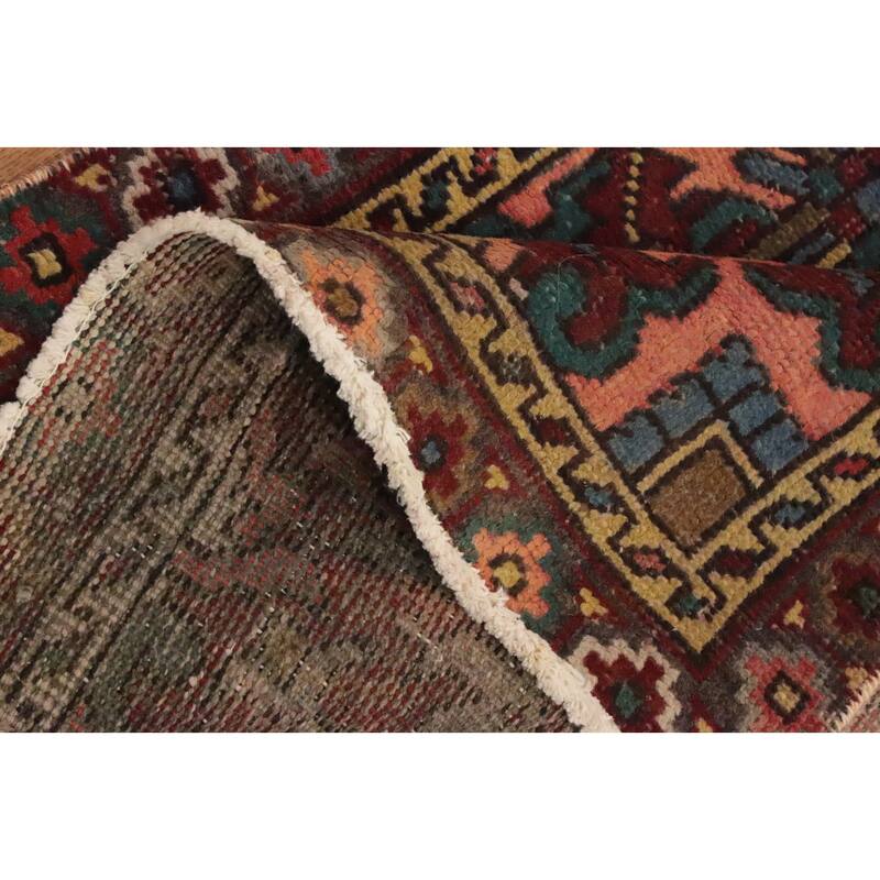 Hand Knotted Oriental 100% Wool Carpet Traditional Medallion Red Heriz Runner Rug - 10' 10'' X 2' 11''