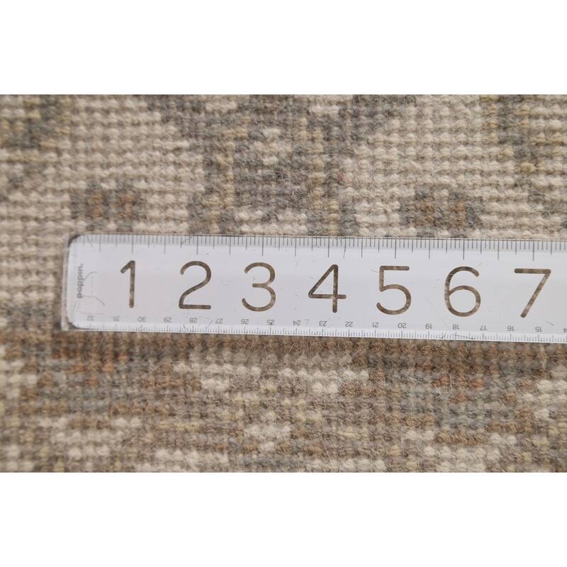 All-Over Ivory Oushak Oriental Runner Rug Hand-Knotted Wool Carpet - 2'6"x 11'9"