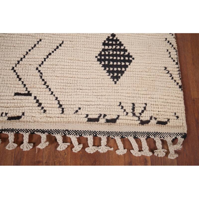 Abstract Moroccan Oriental Area Rug Handmade Wool Carpet - 4'11"x 8'7"