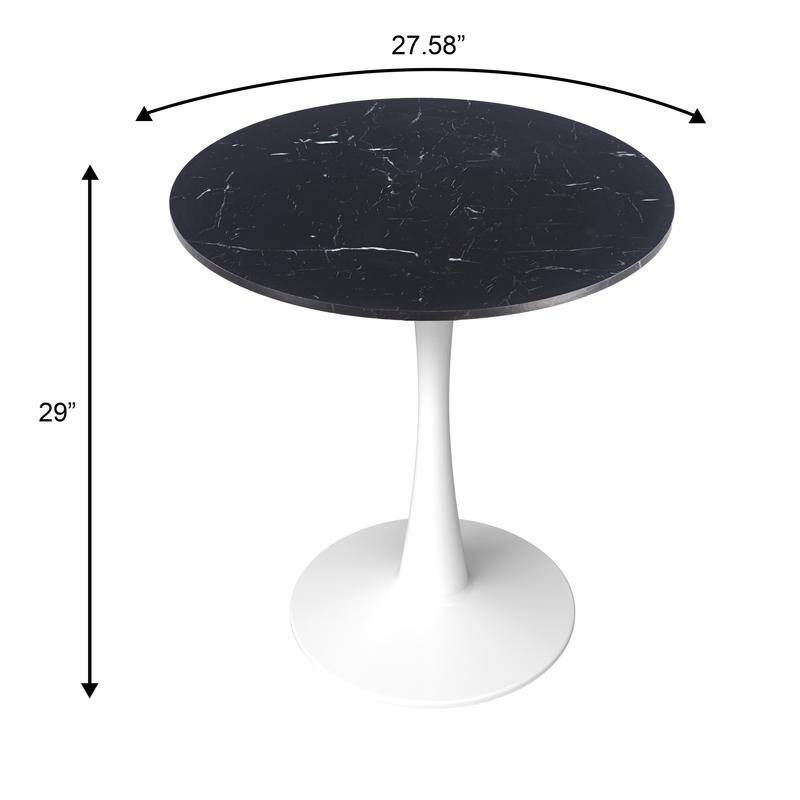 Bristol Modern Round Dining Table with Stain Resistant Solid Wood Top and White Pedestal Base for Home, Cafes and Restaurant