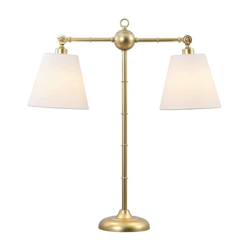 Joyce 31" 2-Light Library Metal LED Table Lamp, Gold Leaf by JONATHAN Y