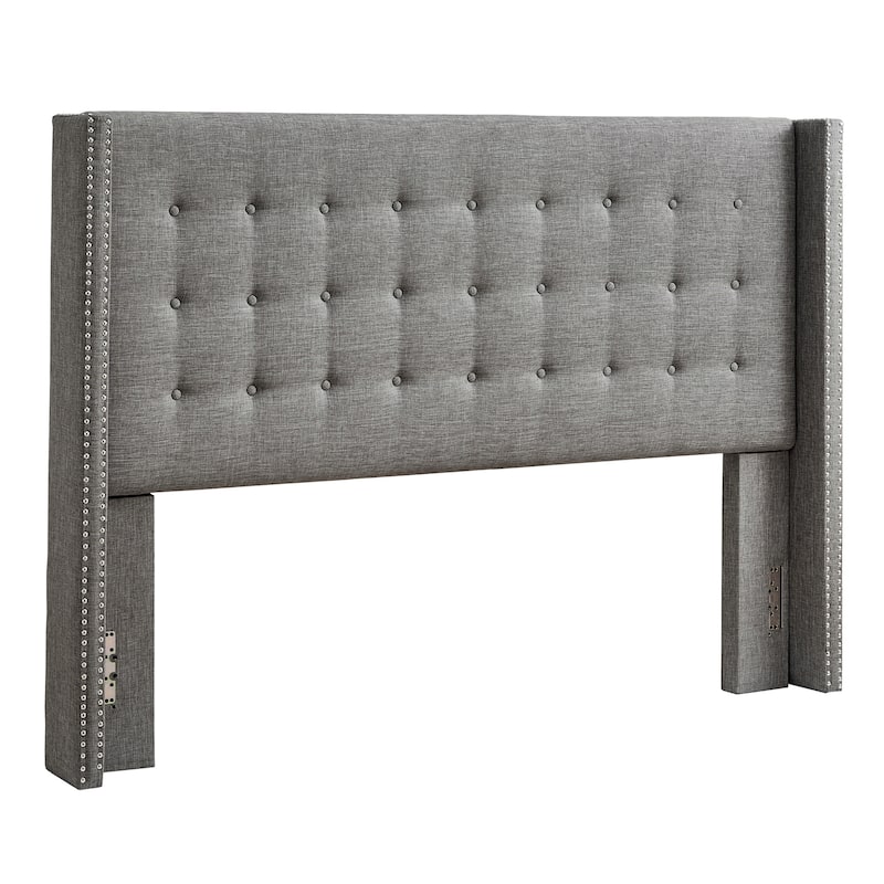 Melina Linen Tufted Wingback Headboard by iNSPIRE Q Bold - Grey - King