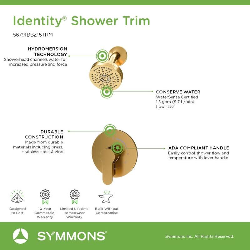 Symmons S679115TRM Identity HydroMersion Tub and Shower Trim Package