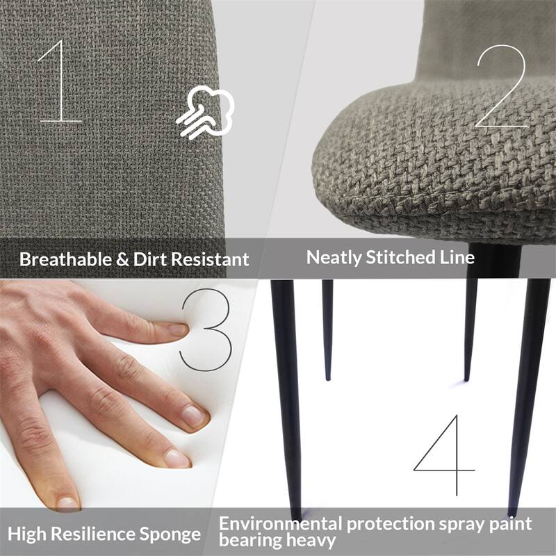 Modern Dining Room Chairs with Metal Legs(Set of 4) - N/A